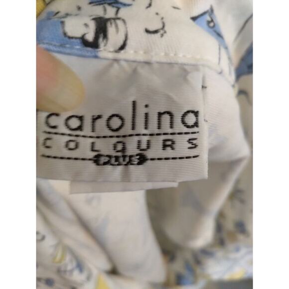 Carolina Colours Top White Blue Print City 18W Paris - Picture 6 of 8